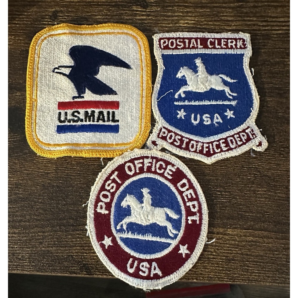 Vintage USPS Postal Clerk Post Office Dept US Mail Uniform Patch Lot of 3